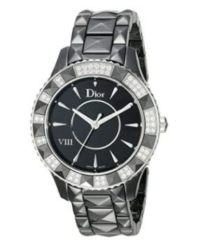 Christian Dior Women’s Black Face Crystal and Diamond Watch