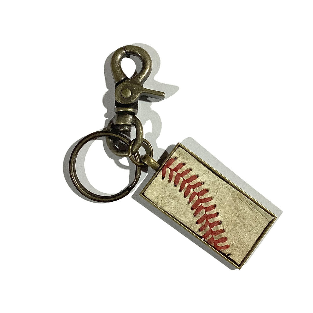 Up-Cycled Rectangle Baseball Pendant Keychain