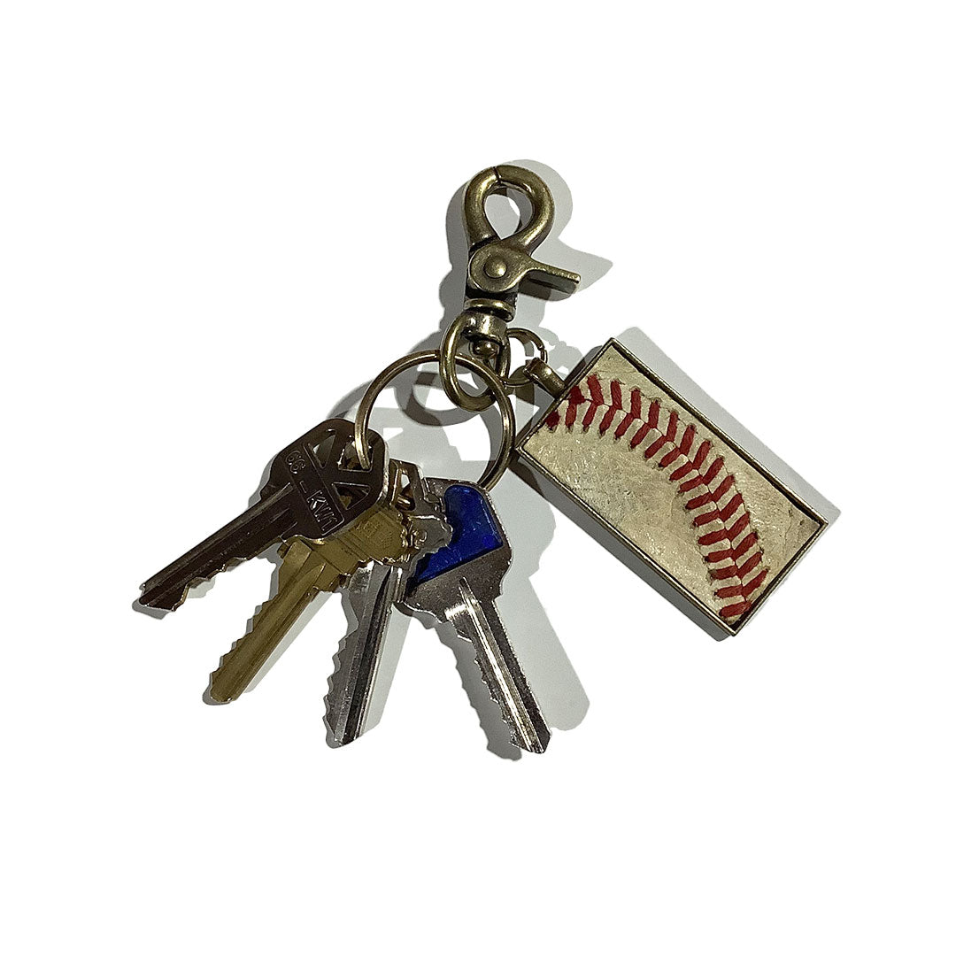 Up-Cycled Rectangle Baseball Pendant Keychain