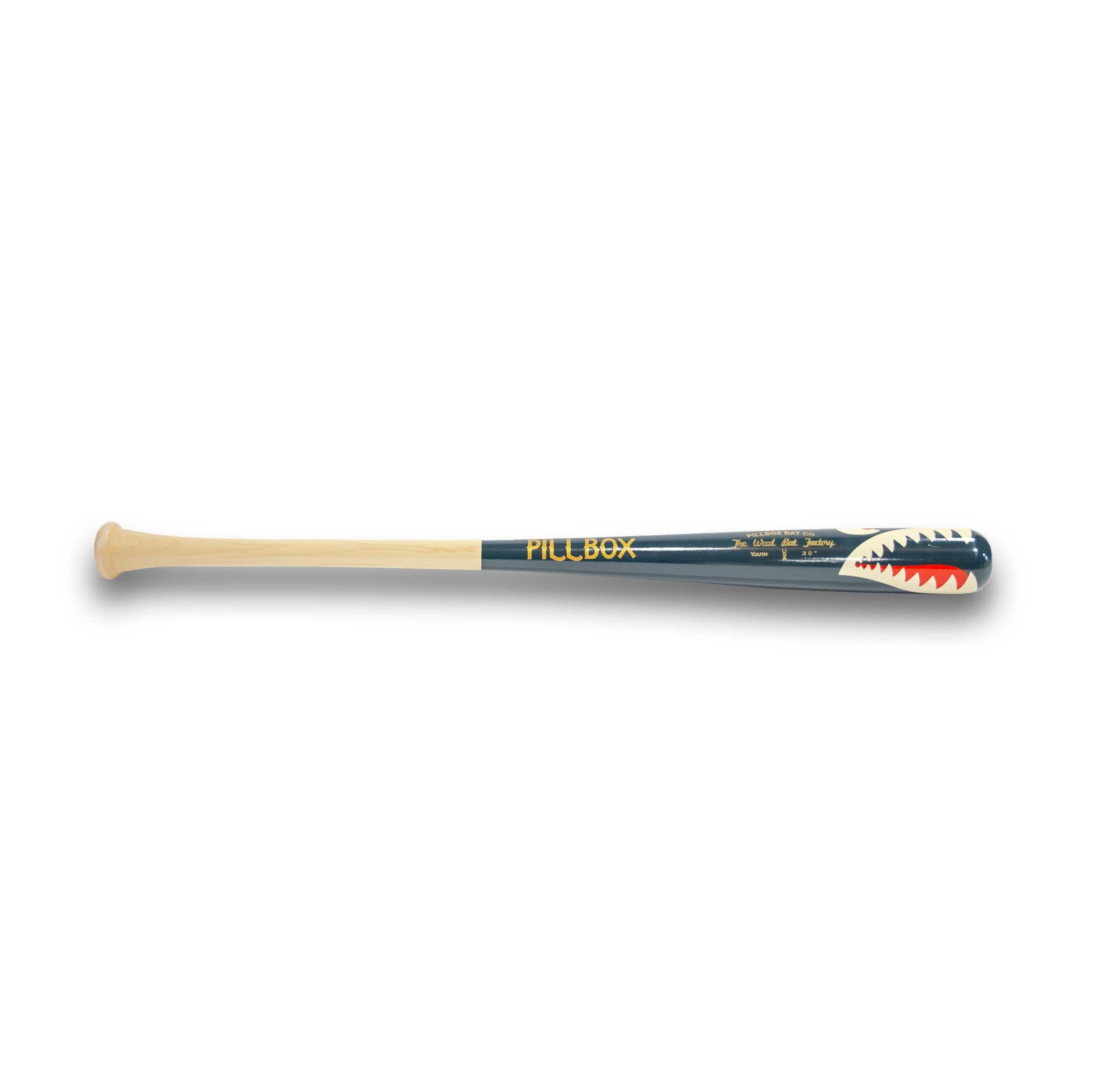 Pillbox Youth Shark Blue (Bare Handle) Wood Baseball Bat | Maple | 30