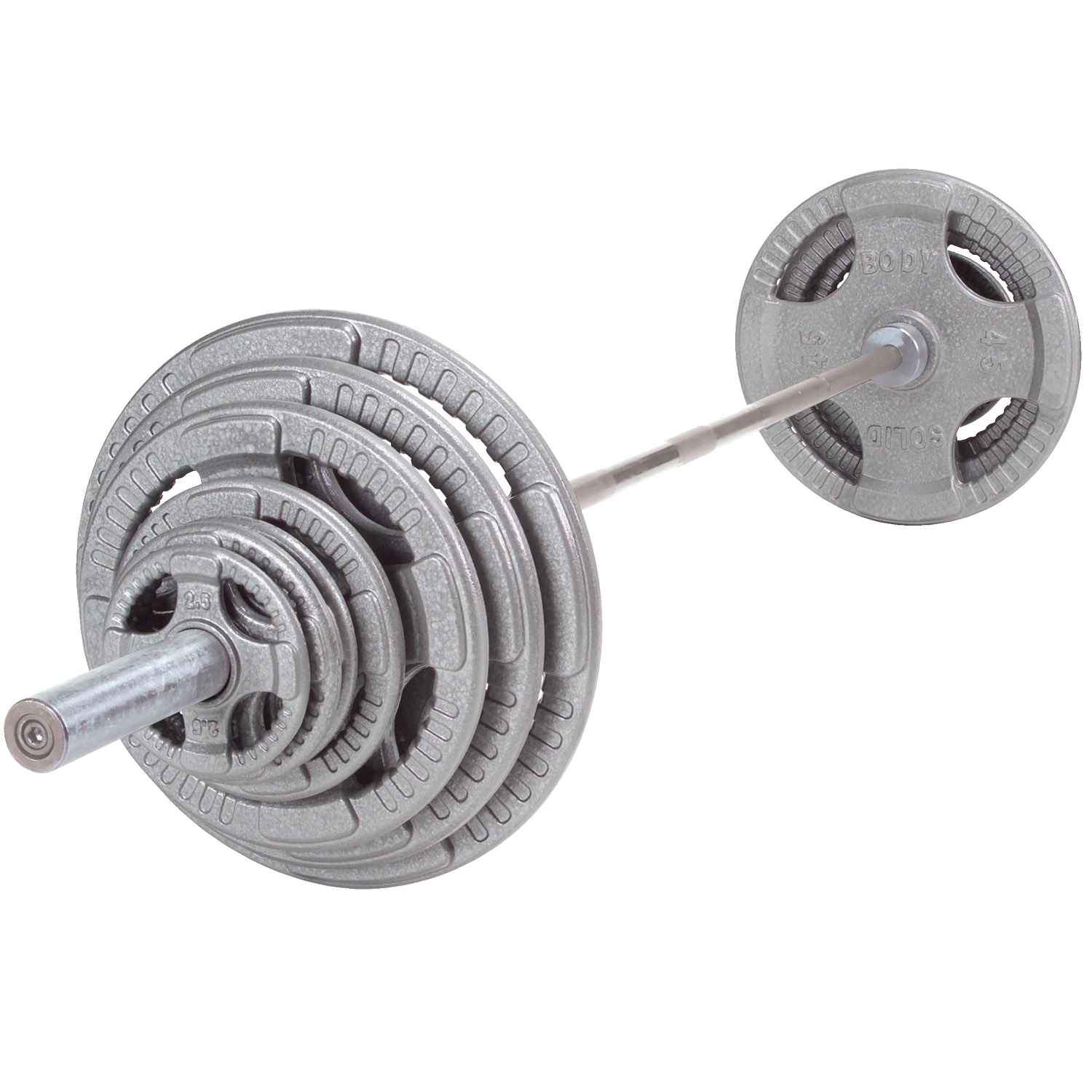 Body-Solid Steel Olympic Grip Plate Set with Bar