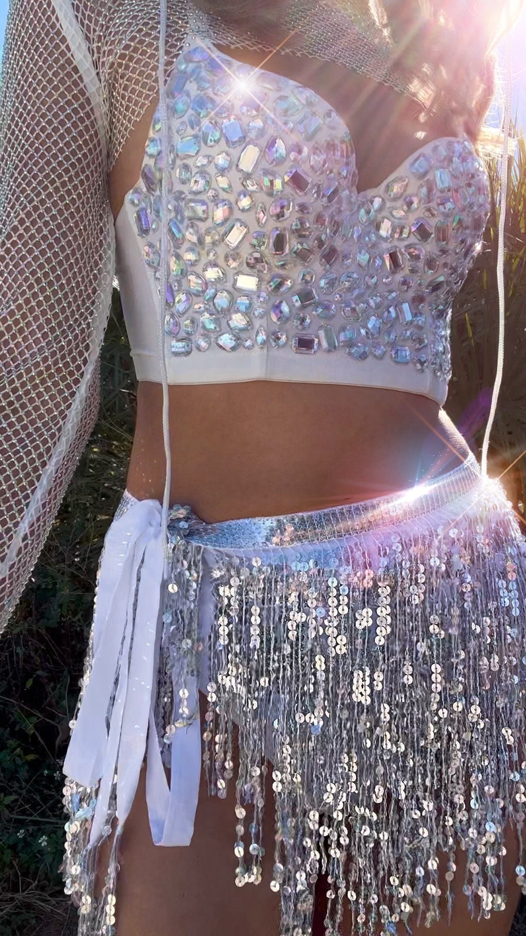 Silver Sequin Disco Bachelorette Party Skirt