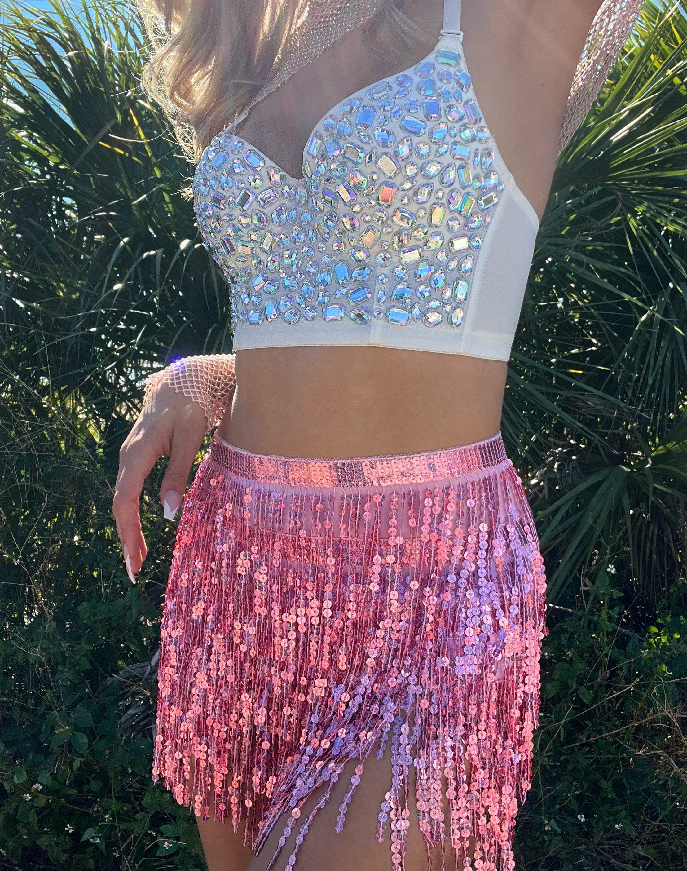 Pink Sequin Wrap Skirt