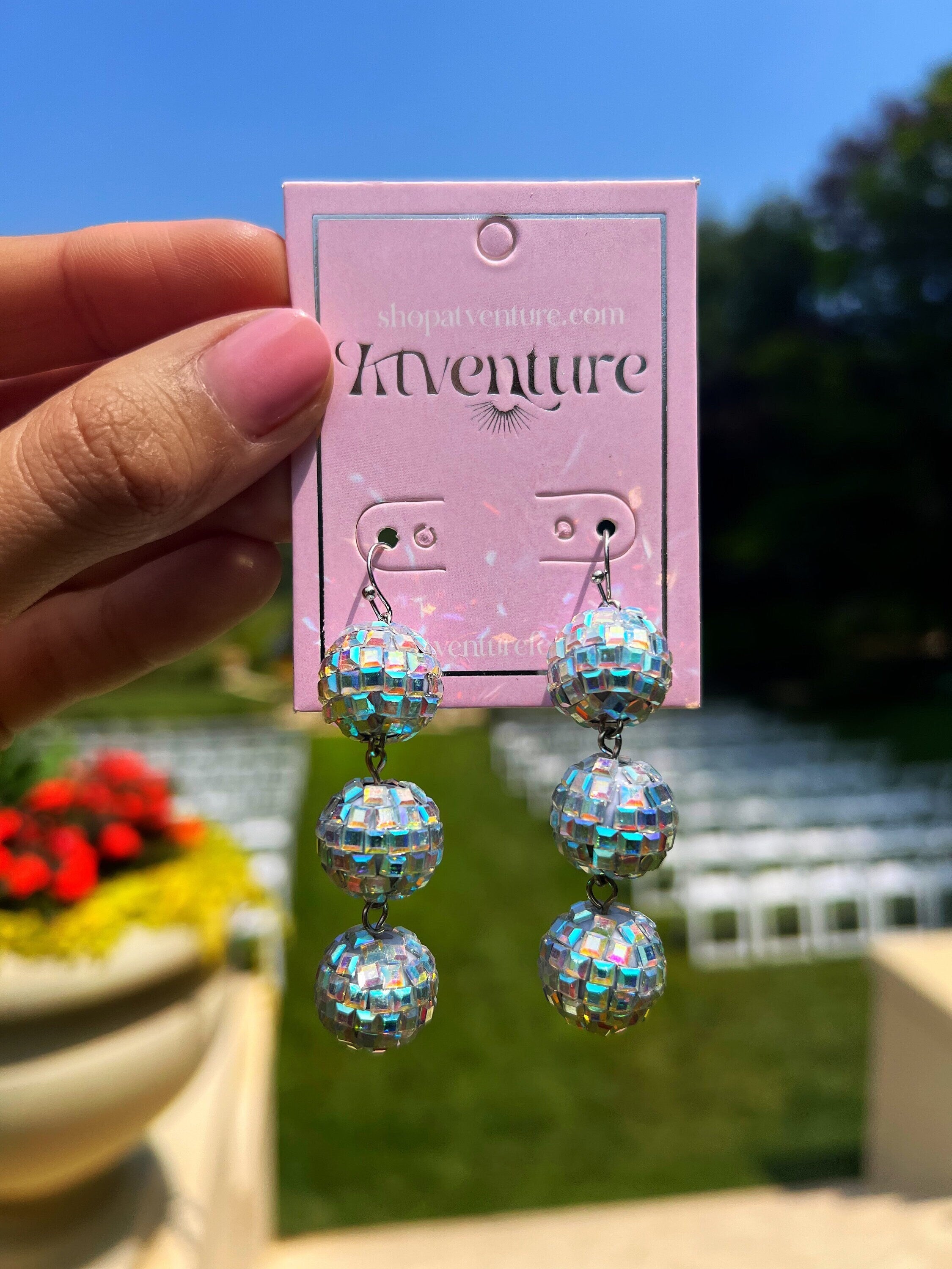 Disco Ball Dangle Earrings