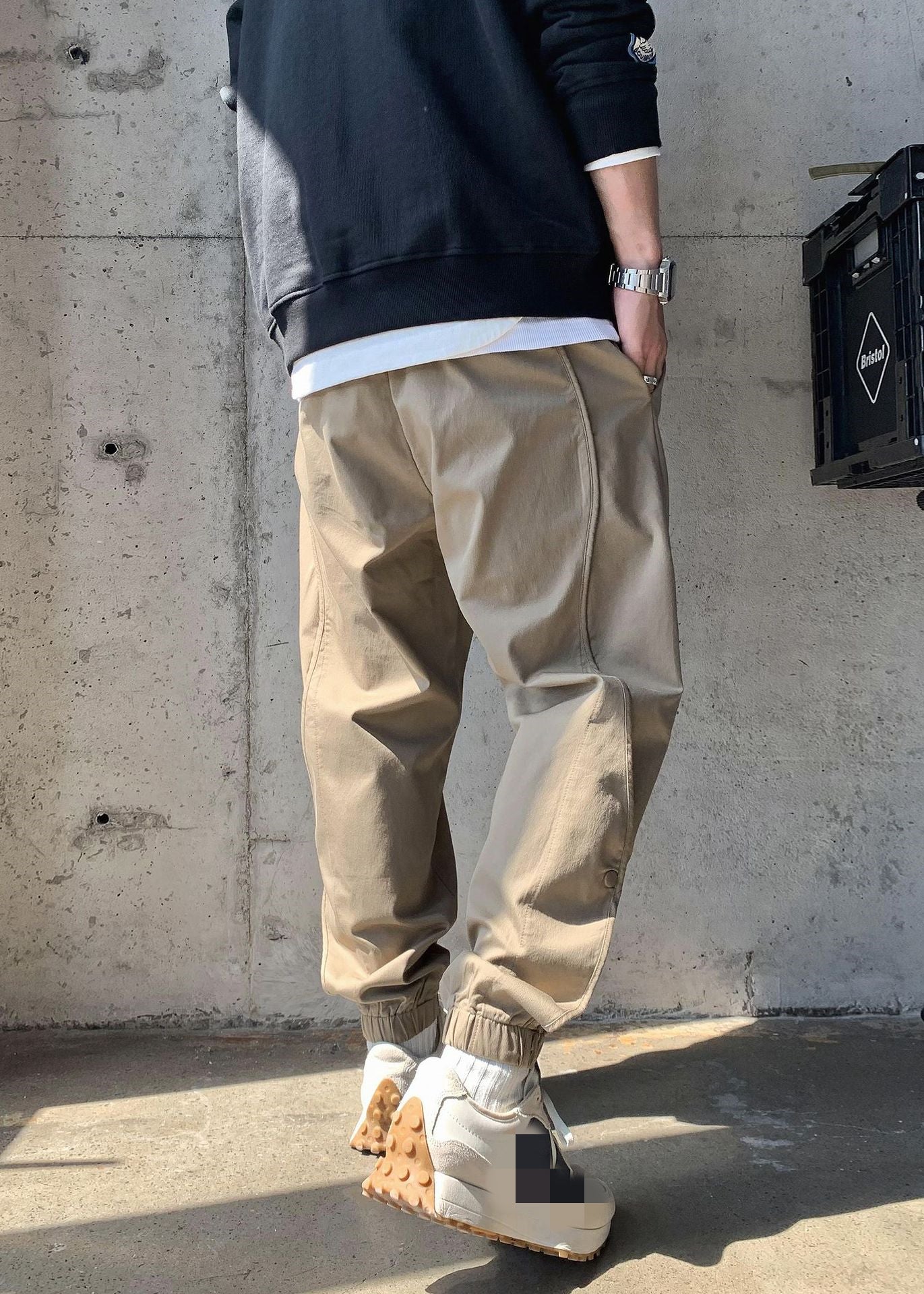 Lzhdiy Baggy Cargo Pants for Men Black Breathable Trousers Mens Overalls Men Comfortable Khaki Pure Color Pant