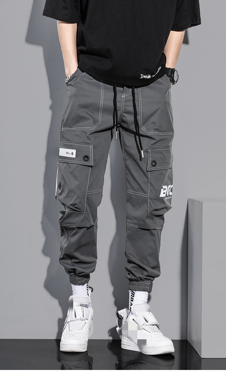 Lzhdiy black cargo pants for men Breathable Trousers Mens Fashion Overalls Men Comfortable Pure Color Pant