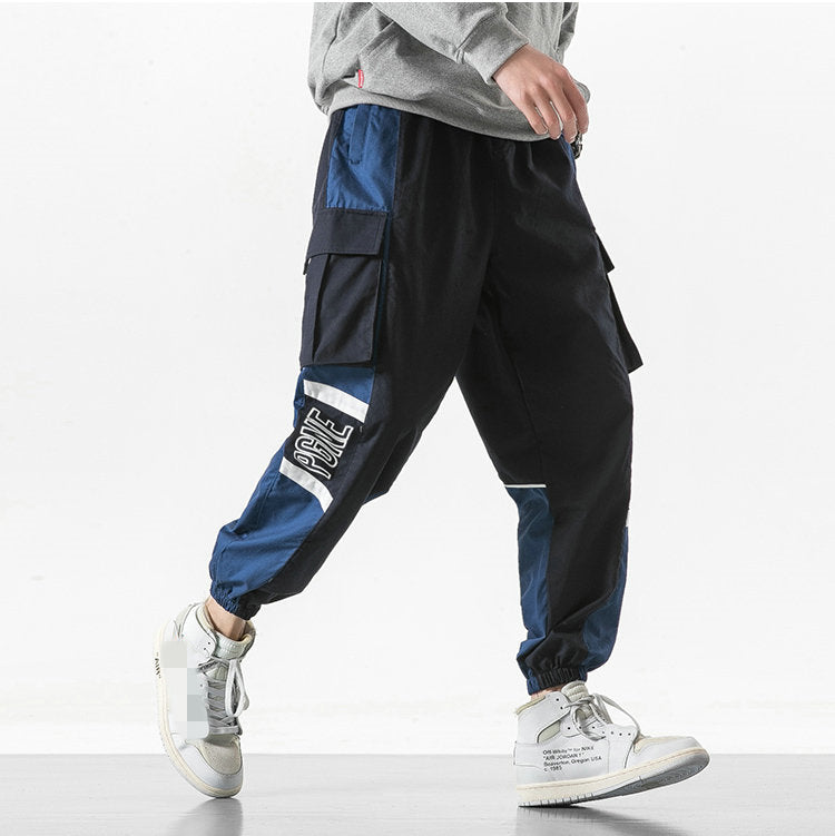 Lzhdiy Patchwork cargo pants for men Hip Hop Pockets Harem Jogger Trousers Mens Harajuku Streetwear Pants Trousers