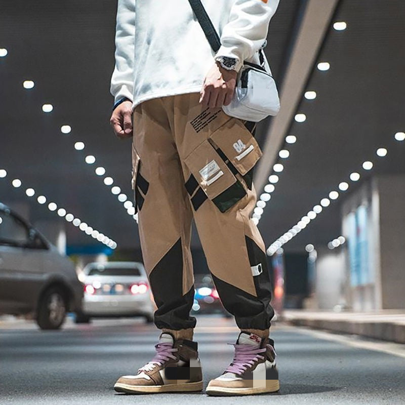 Lzhdiy Khaki Cargo Pants for Men Outdoors Men Print Multiple Pockets  Bunched Foot  Trousers