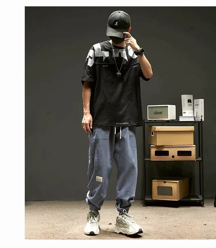 Lzhdiy Khaki Cargo Pants for Men Joggers Sweatpants Casual Cotton Japanese Hip Hop Streetwear Men's Cargo Trousers Male 5XL