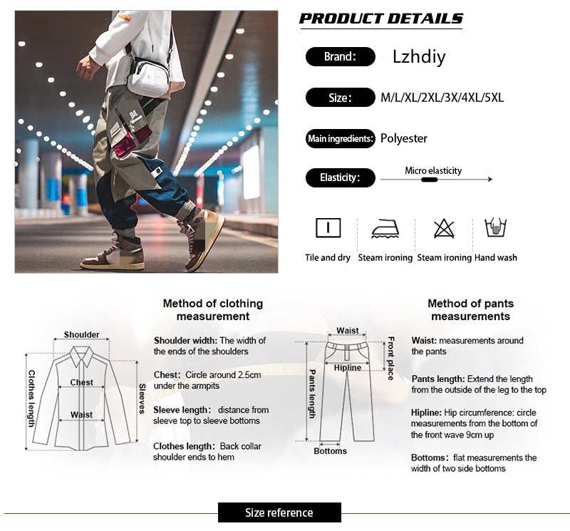 Lzhdiy Khaki Cargo Pants for Men Outdoors Men Print Multiple Pockets  Bunched Foot  Trousers