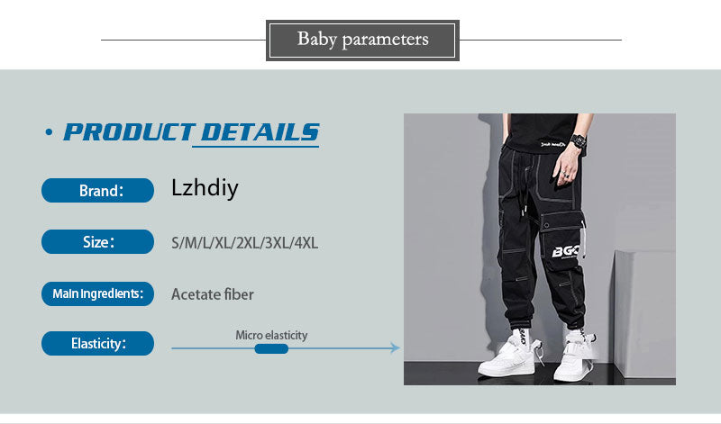 Lzhdiy black cargo pants for men Breathable Trousers Mens Fashion Overalls Men Comfortable Pure Color Pant
