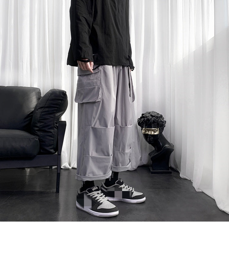Lzhdiy Green Cargo Pants for Men Casual Pocket Trousers Solid Color Oversize Style Boys Overalls Cargo Sweatpants