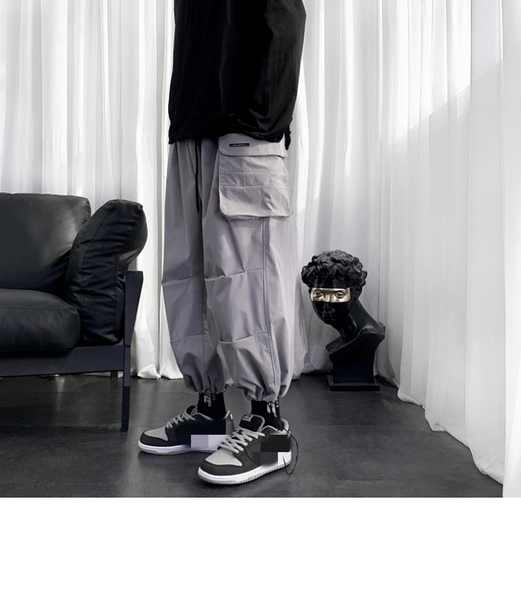 Lzhdiy Green Cargo Pants for Men Casual Pocket Trousers Solid Color Oversize Style Boys Overalls Cargo Sweatpants