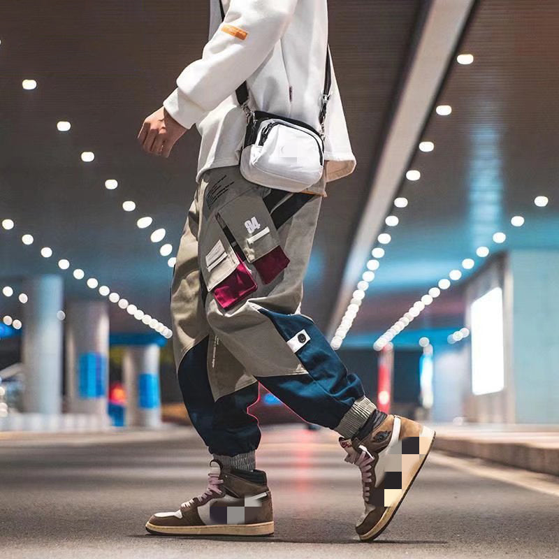 Lzhdiy Khaki Cargo Pants for Men Outdoors Men Print Multiple Pockets  Bunched Foot  Trousers