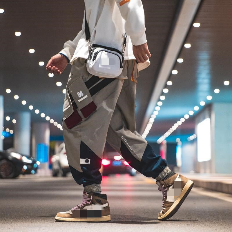 Lzhdiy Khaki Cargo Pants for Men Outdoors Men Print Multiple Pockets  Bunched Foot  Trousers