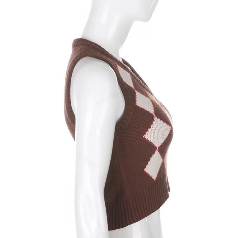 Brown Argyle Vest Sweater