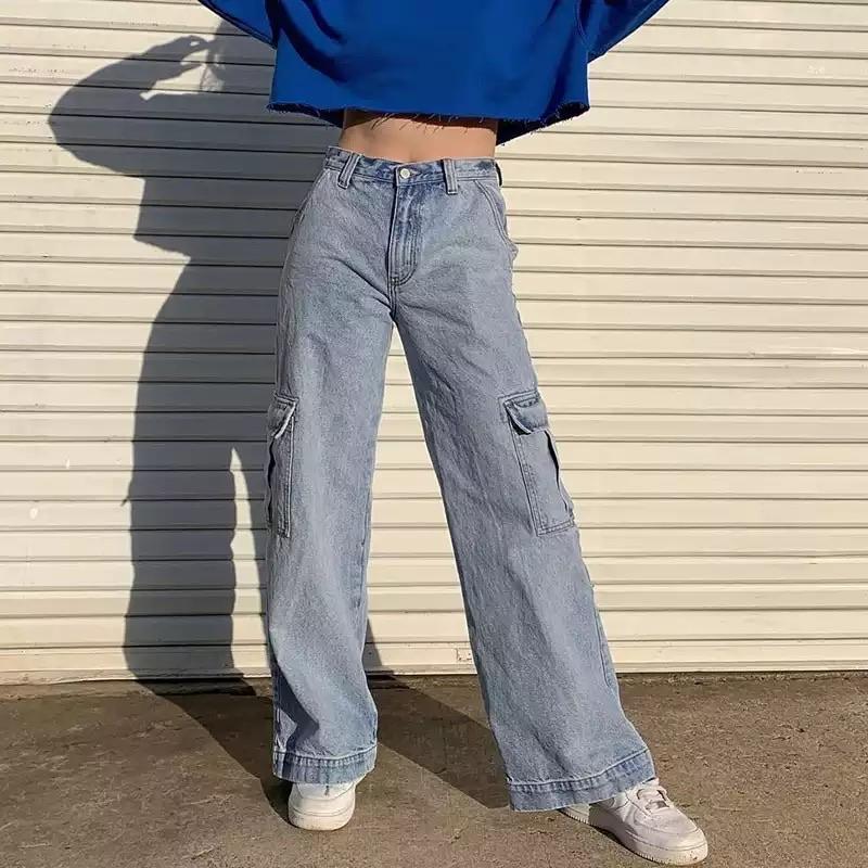 High Waisted Loose Pocket Jeans