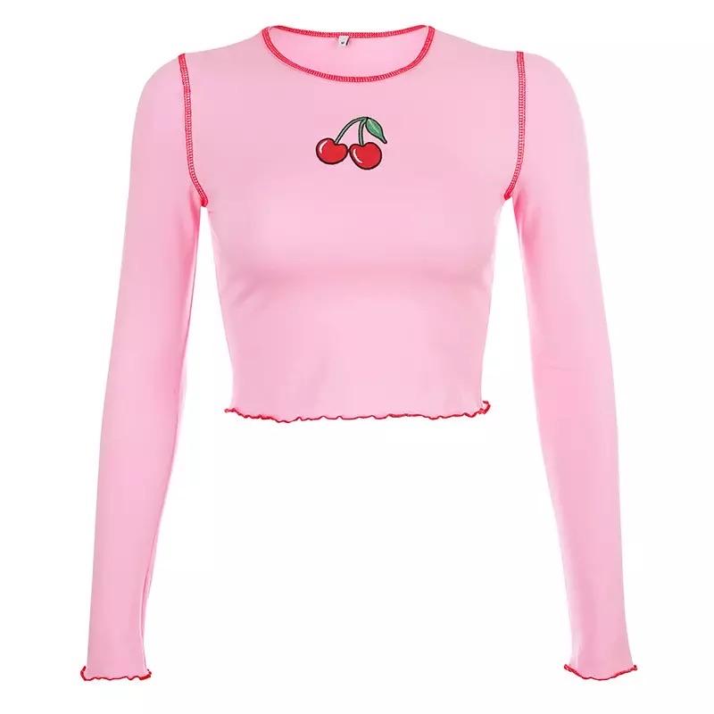 Sweet Cherry Sleeved Crop Top ????