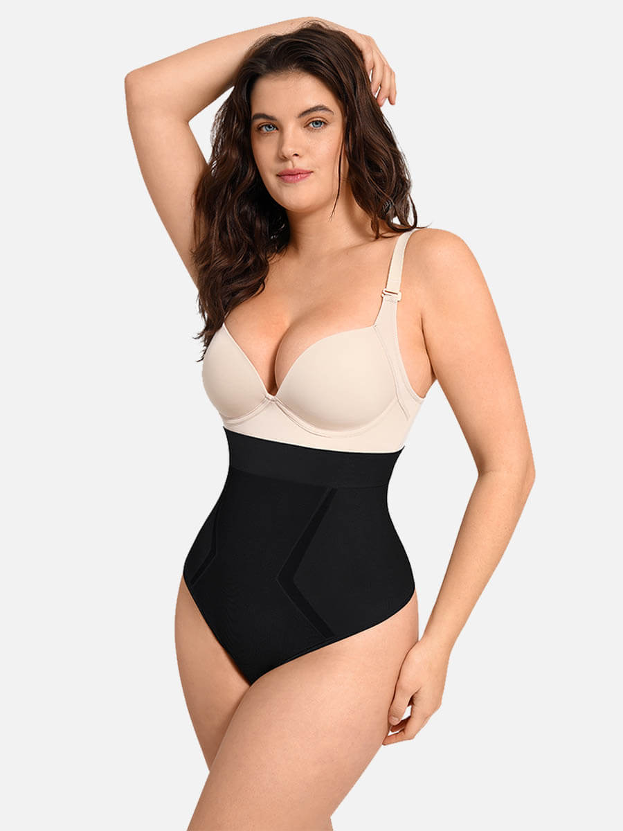 Feelingirl High Waisted Tummy Control Seamless Thong Shaper