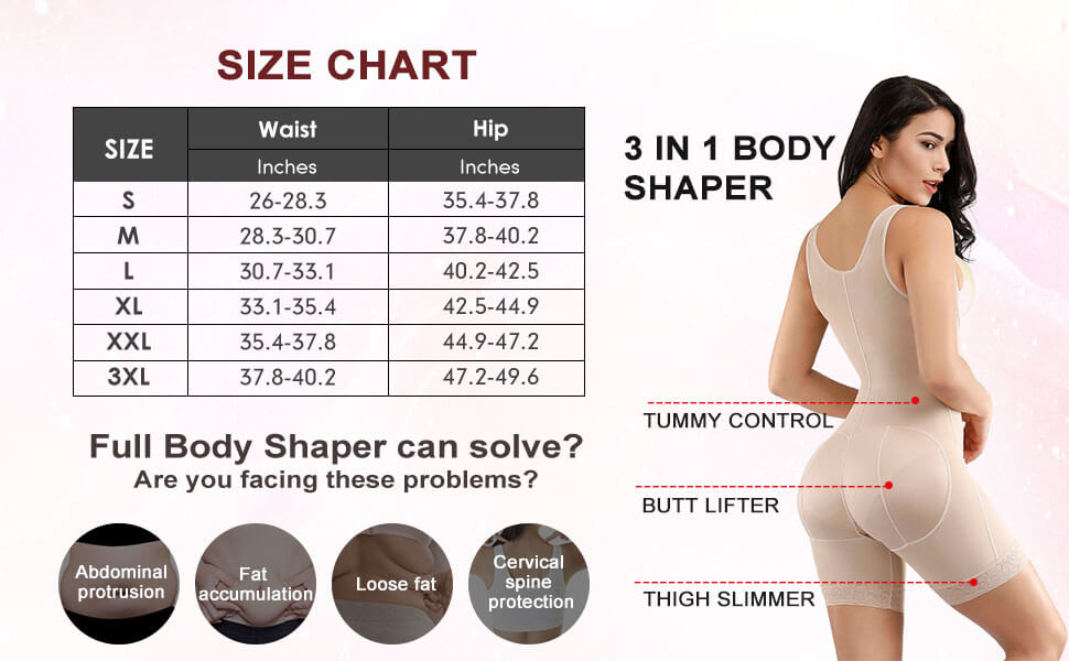 FeelinGirl Full Body Shaper Hooks Eyes Slimming Bodysuit