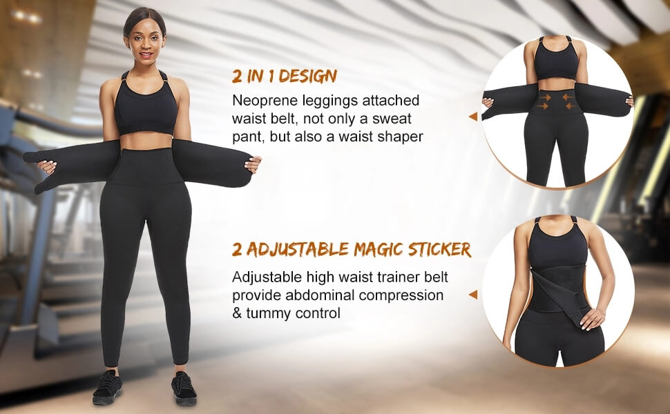 FeelinGirl?Women Neoprene Capri Pants With Adjustable Trimmer Belt