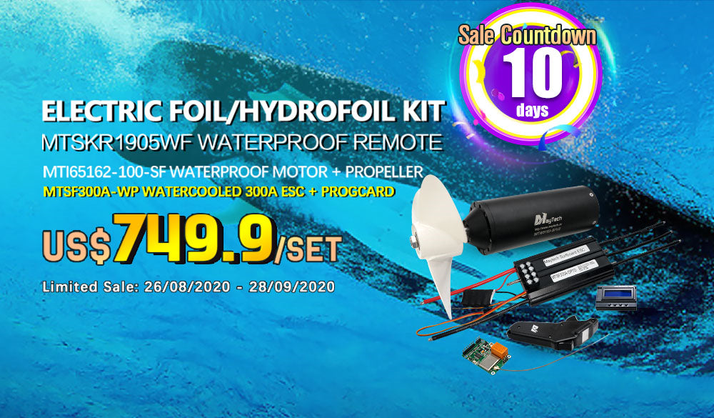 Maytech Efoil Kit Fully Waterproof 65162 Motor MTSKR1905WF remote with Watercooled 300A ESC