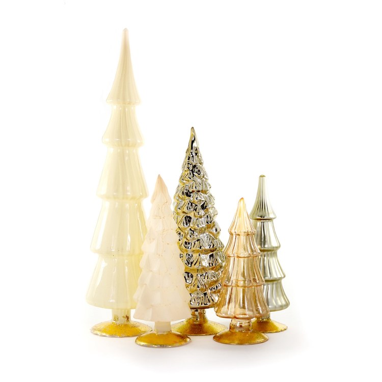 Hue Ivory Christmas Tree Tabletop Decorations Set of 5
