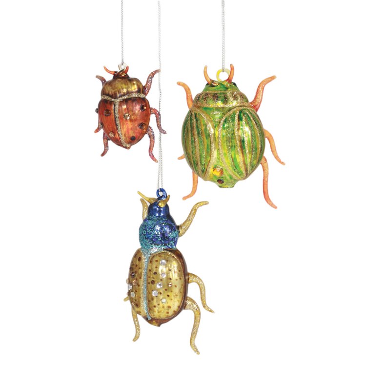 Bejeweled Beetles Christmas Ornaments Set of 5