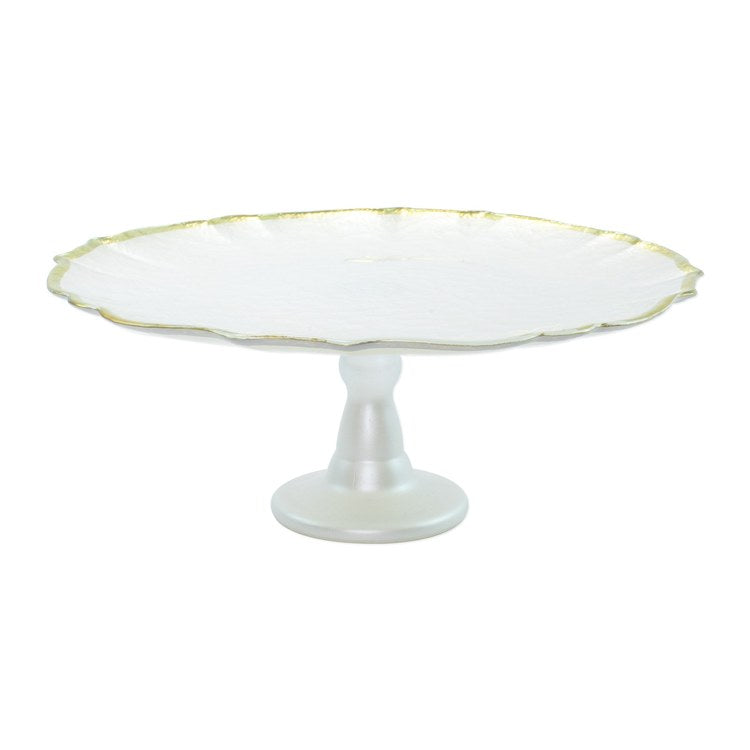 Baroque Glass White Cake Stand