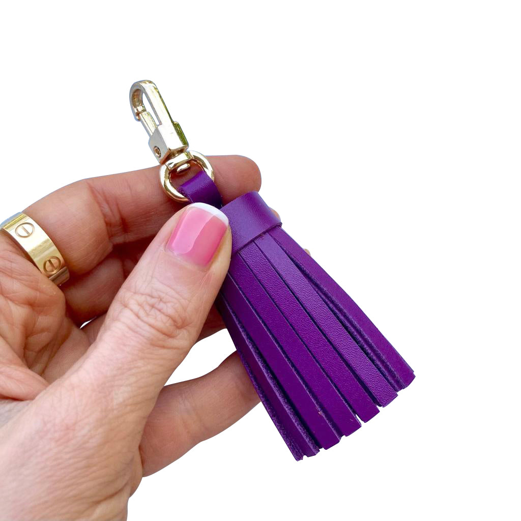 HANDMADE  GENUINE LEATHER TASSEL CHARM