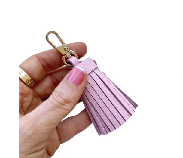 Genuine Leather Tassel Keychain Handbag Charm
