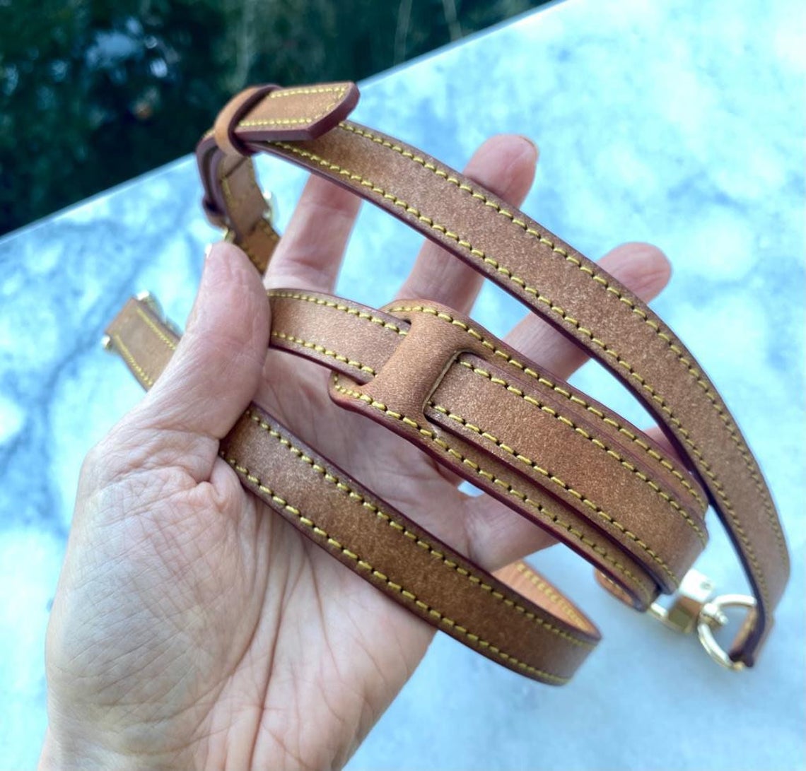 Vachetta Leather Adjustable Crossbody - Shoulder Pad - Real Vegetable Leather - Honey Tanning Handmade Patina - Strap for GM Vintage Bags