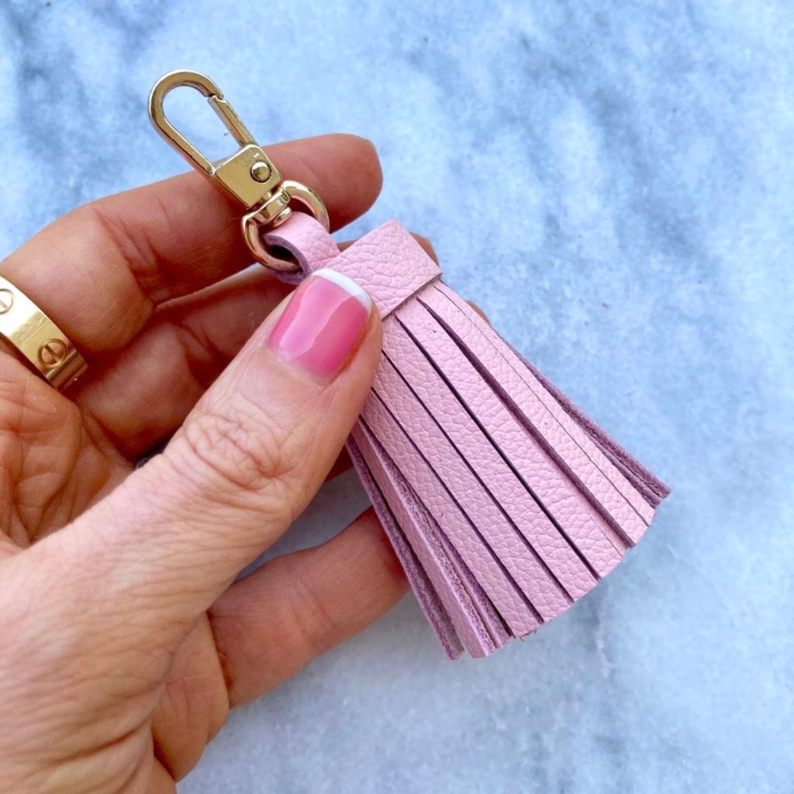 Genuine Leather Tassel Keychain Handbag Charm