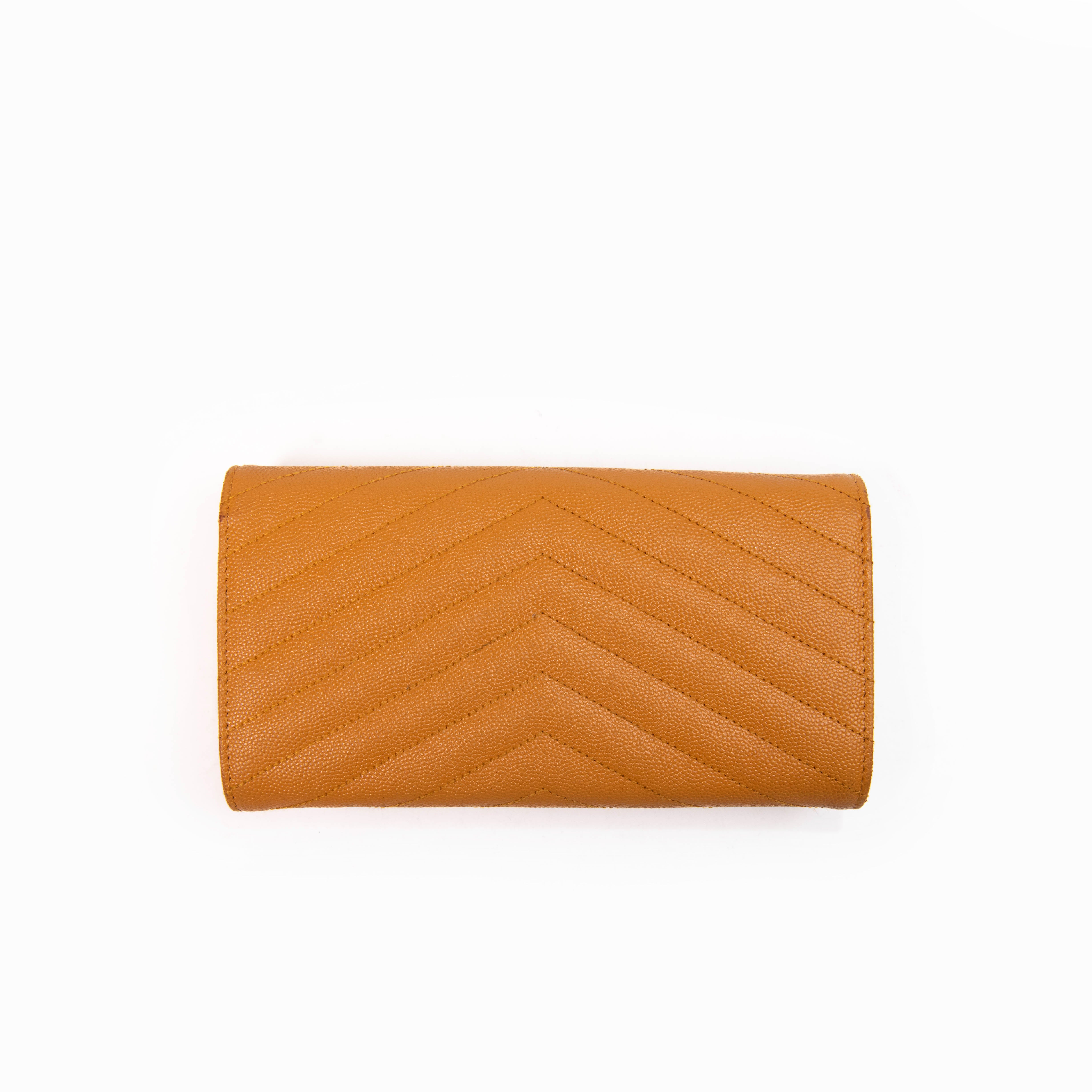 Saint Laurent Yellow Cassandre Matelasse Flap Wallet