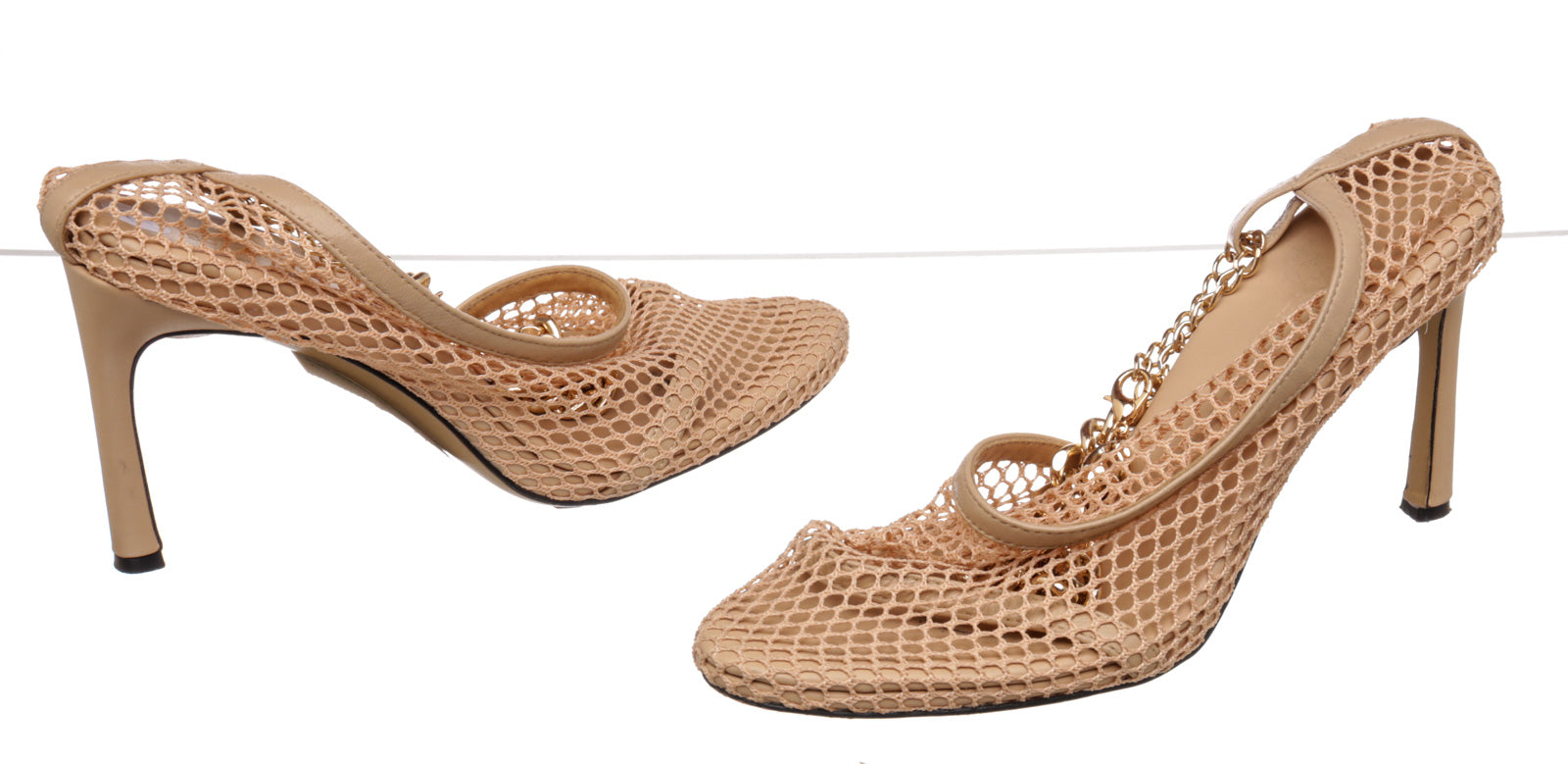 Bottega Veneta Beige Mesh Fabric Sandals Size 39