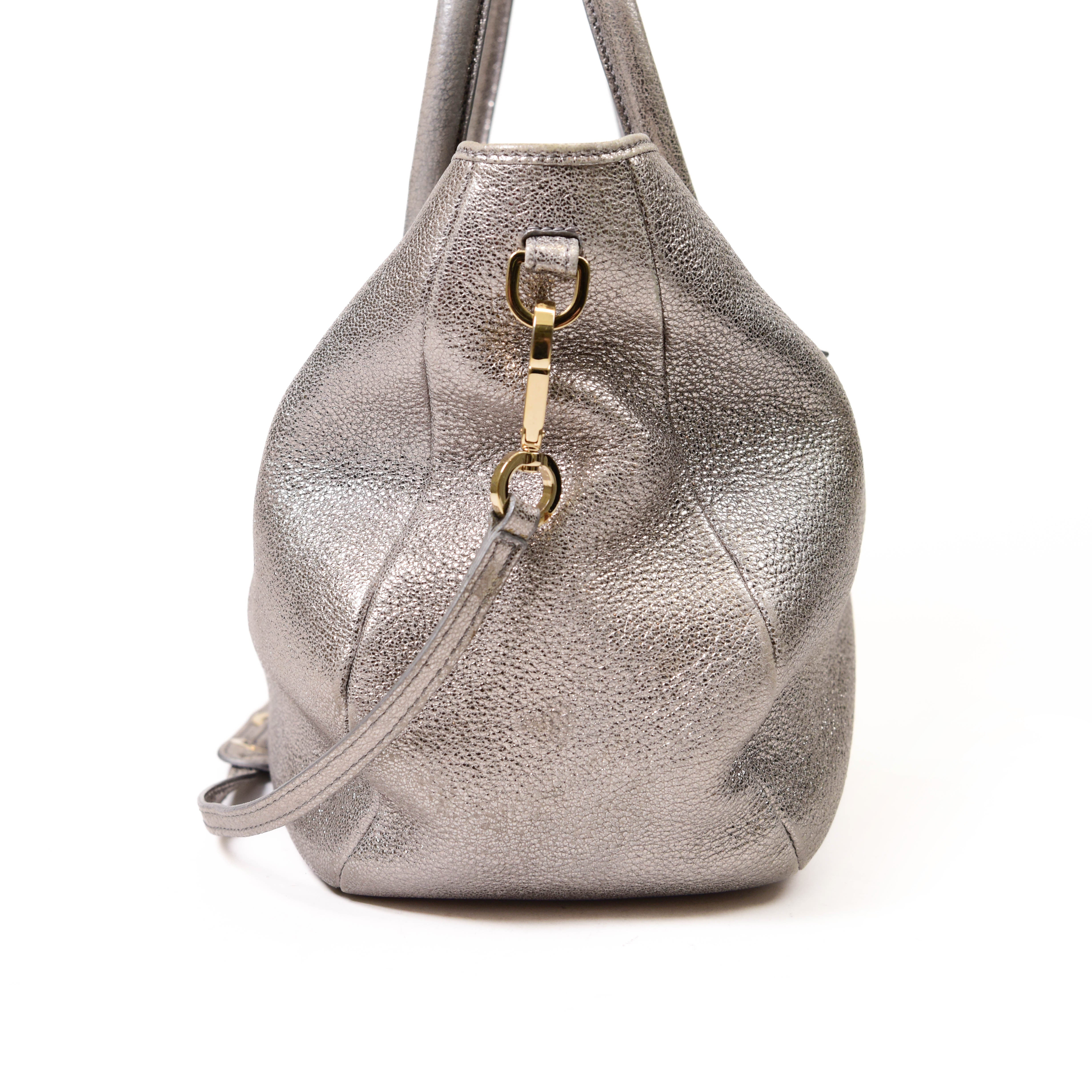 Jimmy Choo Metallic Gold & Silver Crinkled Leather Tote Bag