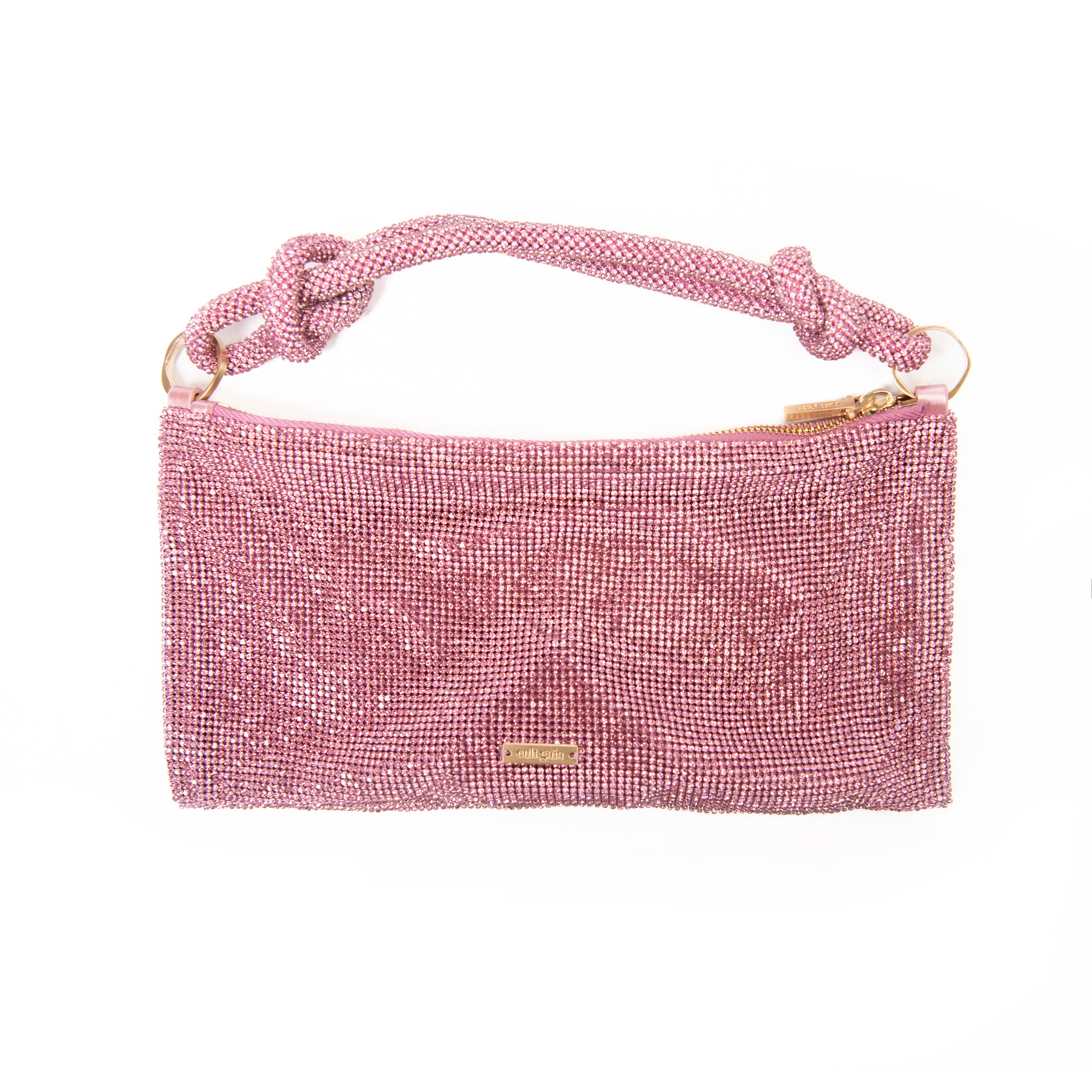 Cult Gaia logo Pink Rhinestones Top Handle Tote