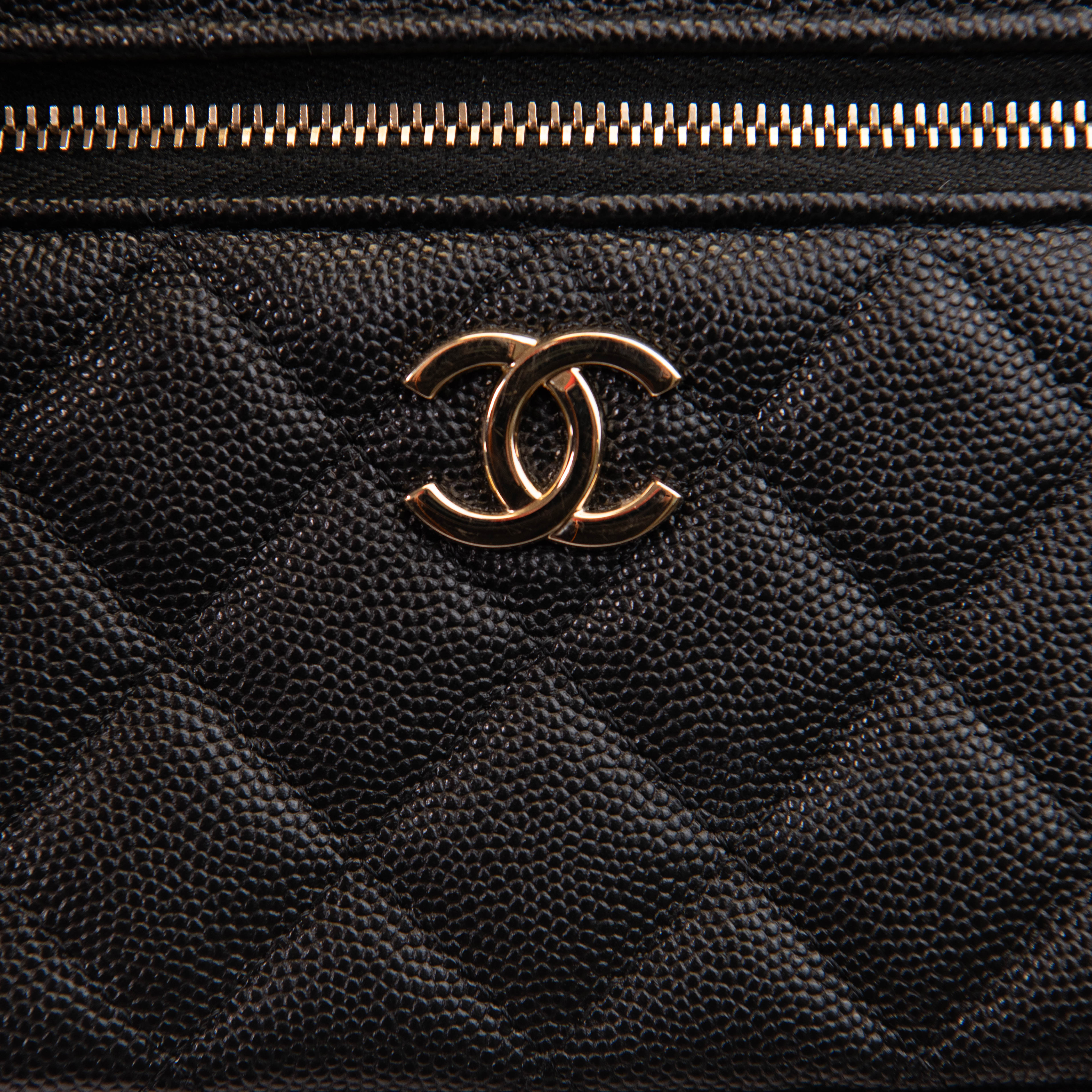 Chanel Black Caviar Quilted Small CC Vanity Case