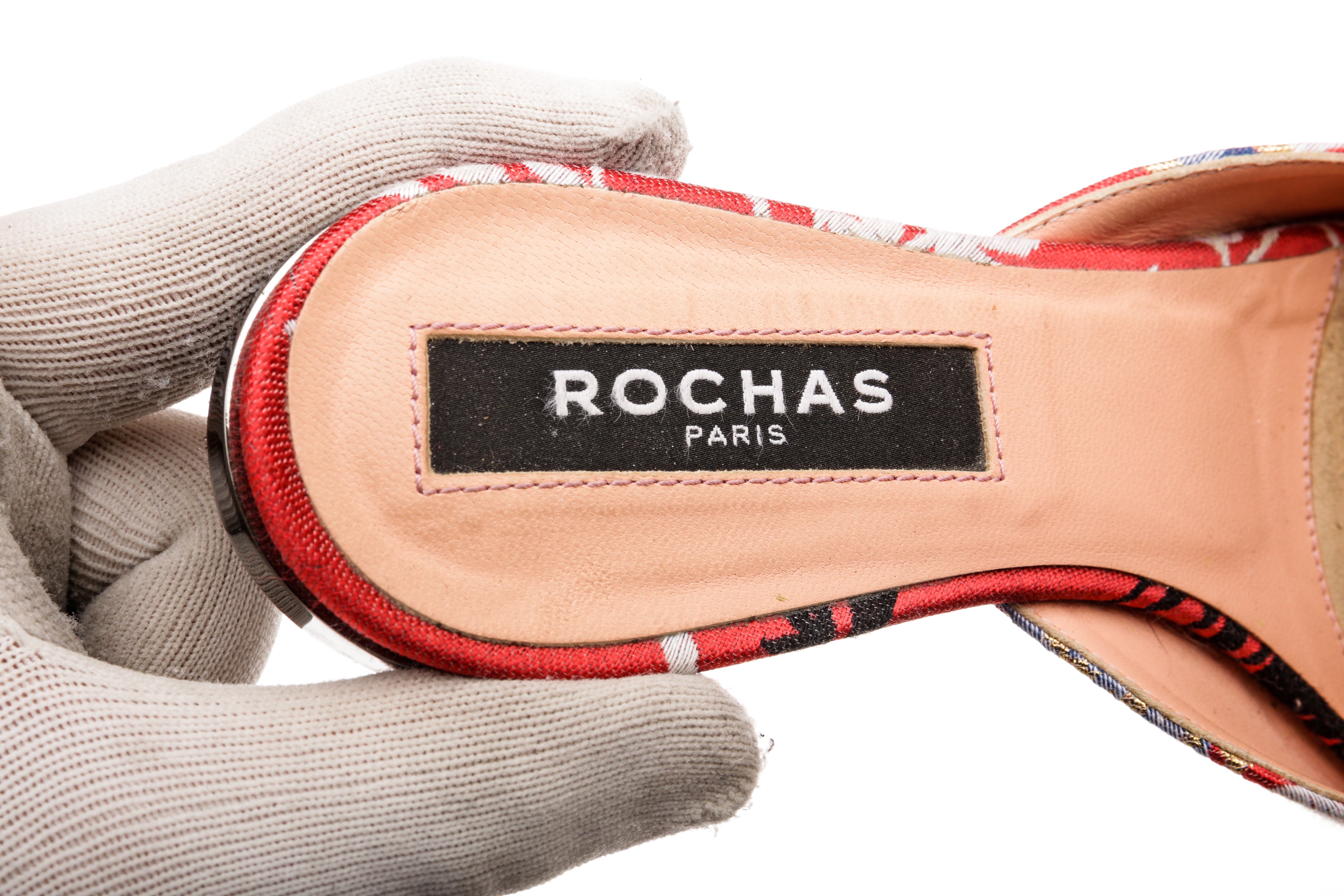 Rochas Multicolor Silk Embroidered Slides Size 36.5