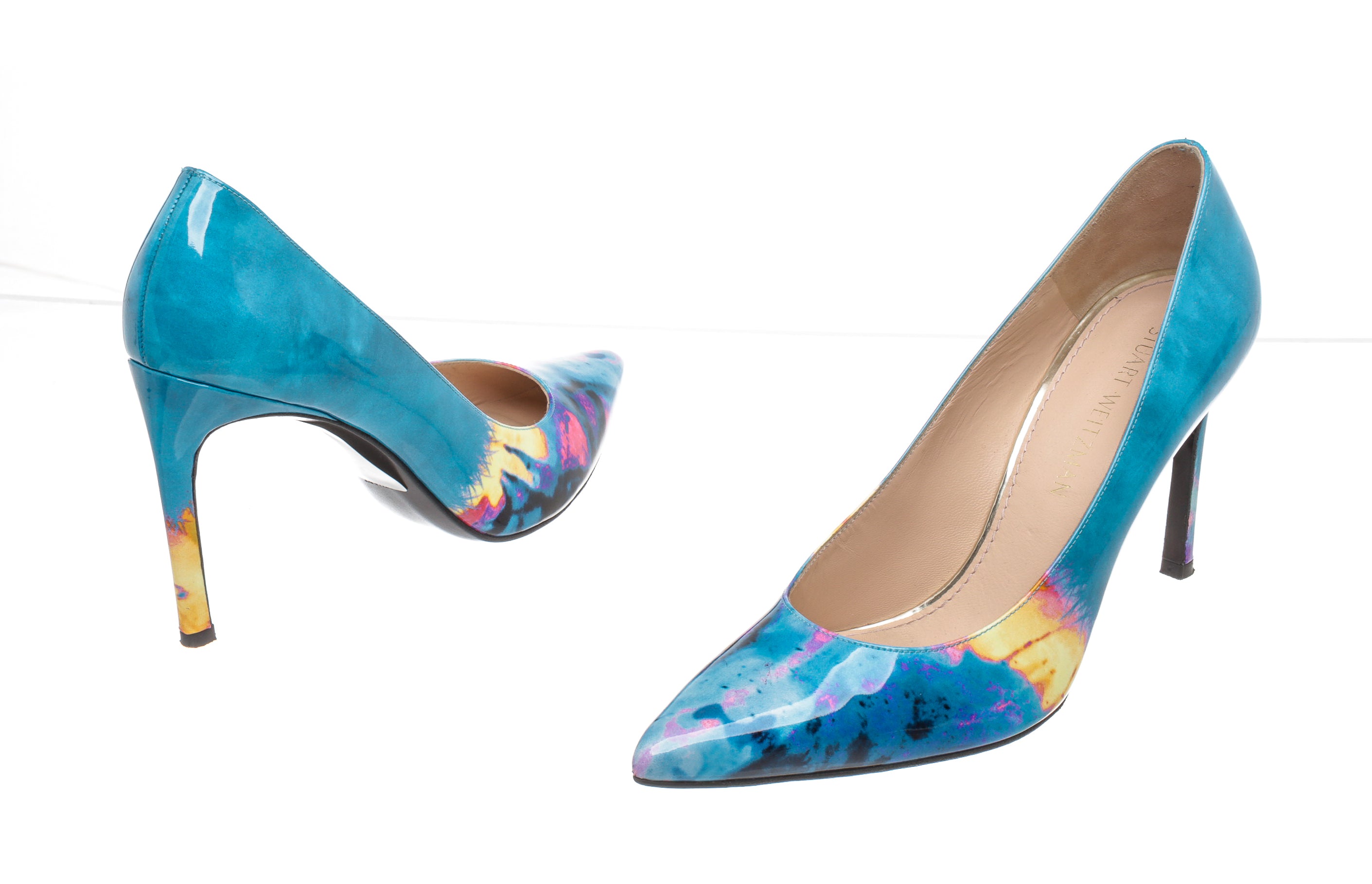 Stuart Weitzman Blue Multicolor Patent Leather Pumps Size 9.5