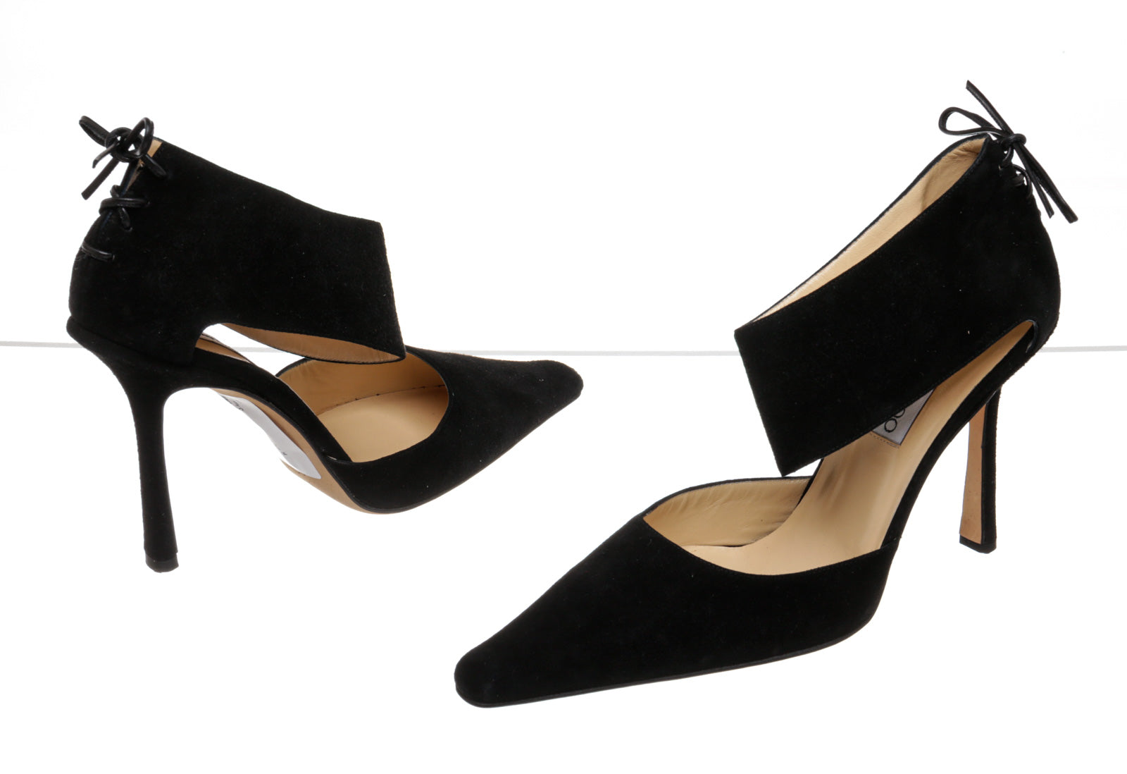 Jimmy Choo Black Ankle Tie Suede Pumps Size 39