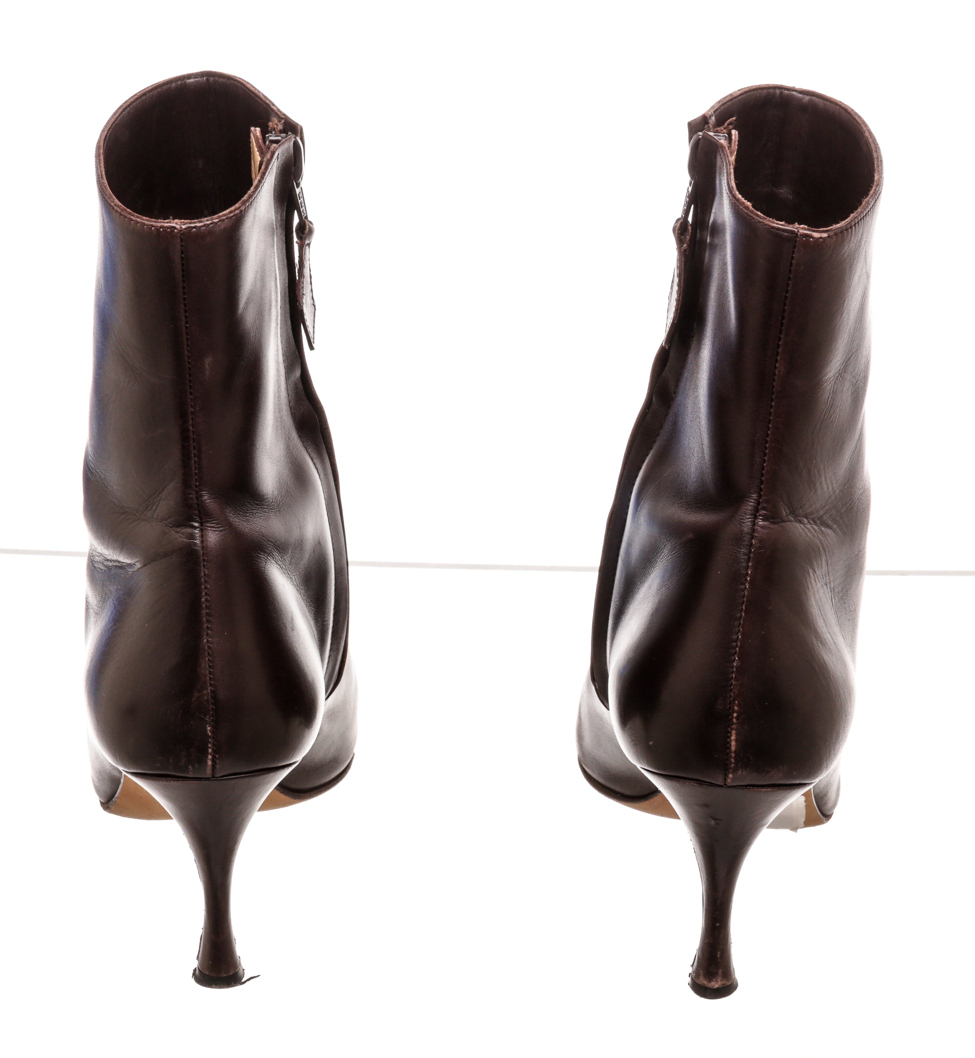 Manolo Blahnik Brown Leather Boots Size 38.5