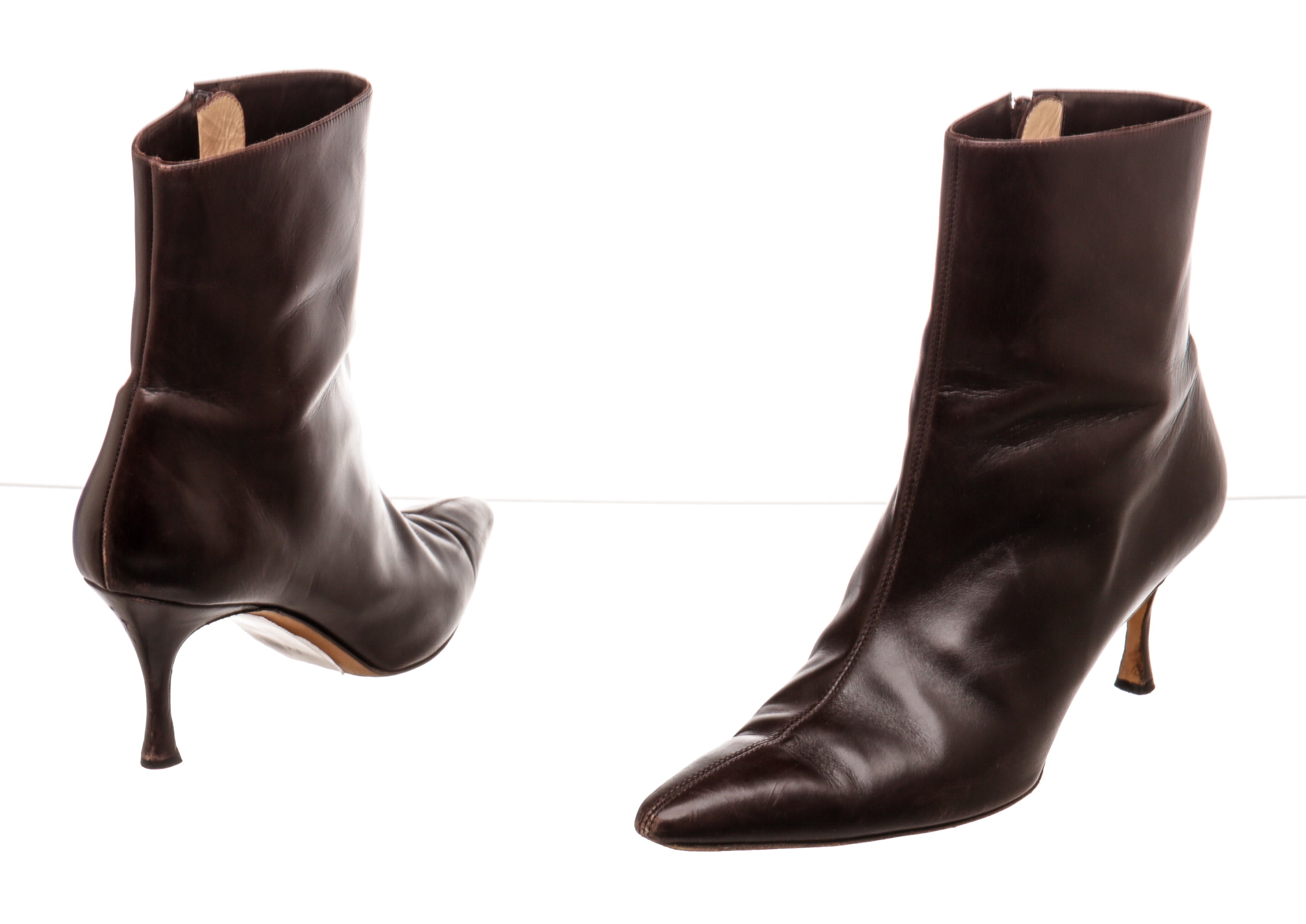 Manolo Blahnik Brown Leather Boots Size 38.5