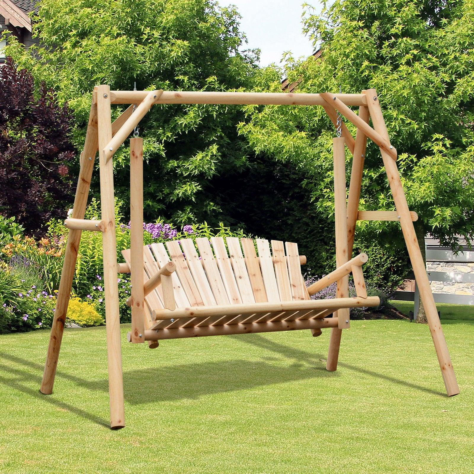 6.5 Foot 2 Person Natural Log Loveseat Garden Swing