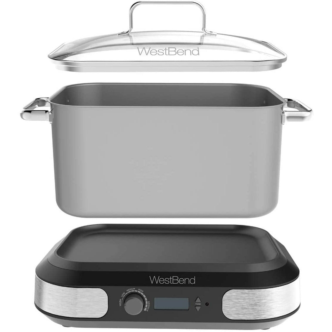 West Bend 87966 Versatility Slow Cooker, 6-Quart, Silver