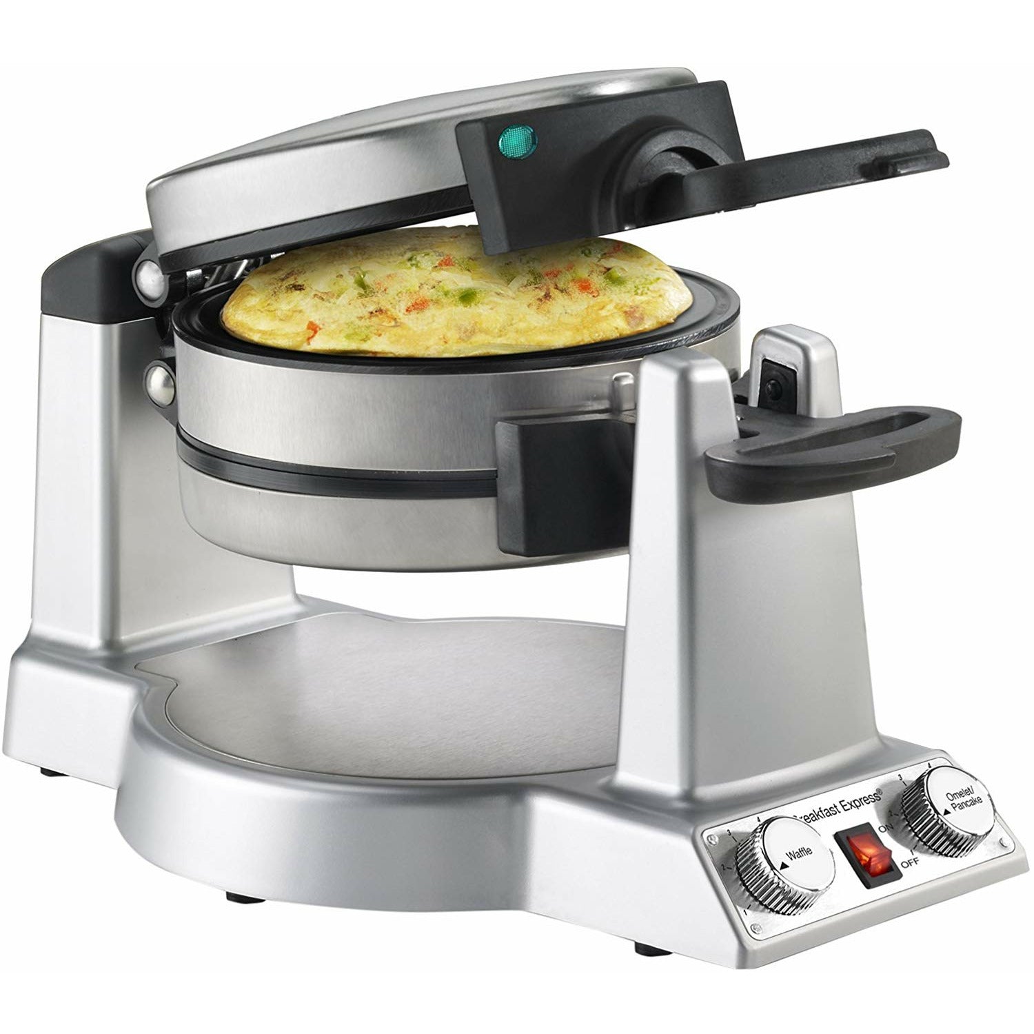 JADA Lifestyles WAF-B50 Breakfast Express Waffle/Omelet Maker, Stainless Steel