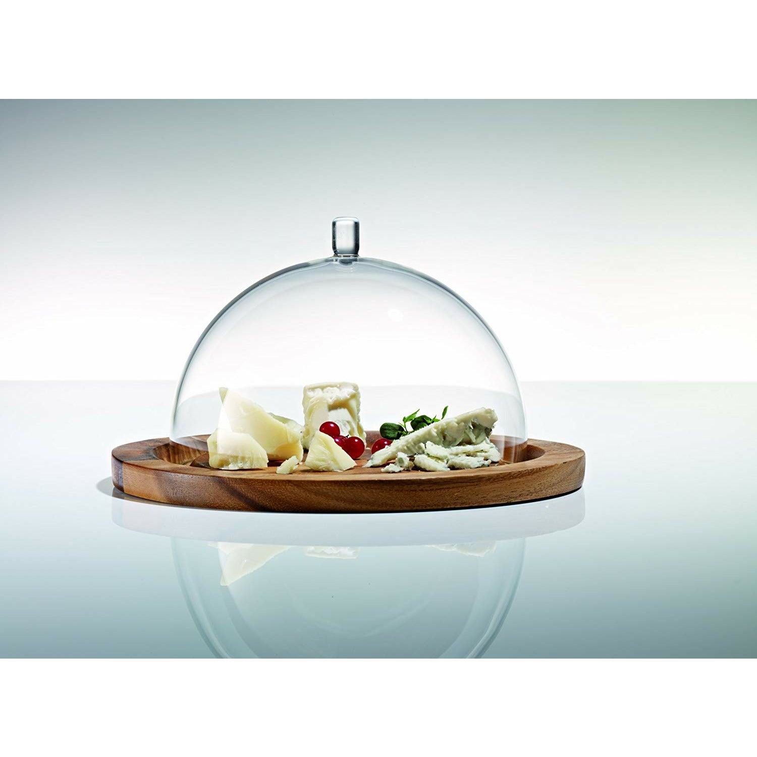 Jenaer Glas Concept Storage Collection Cheese Dome with Acacia Plate, 9.5-Inch