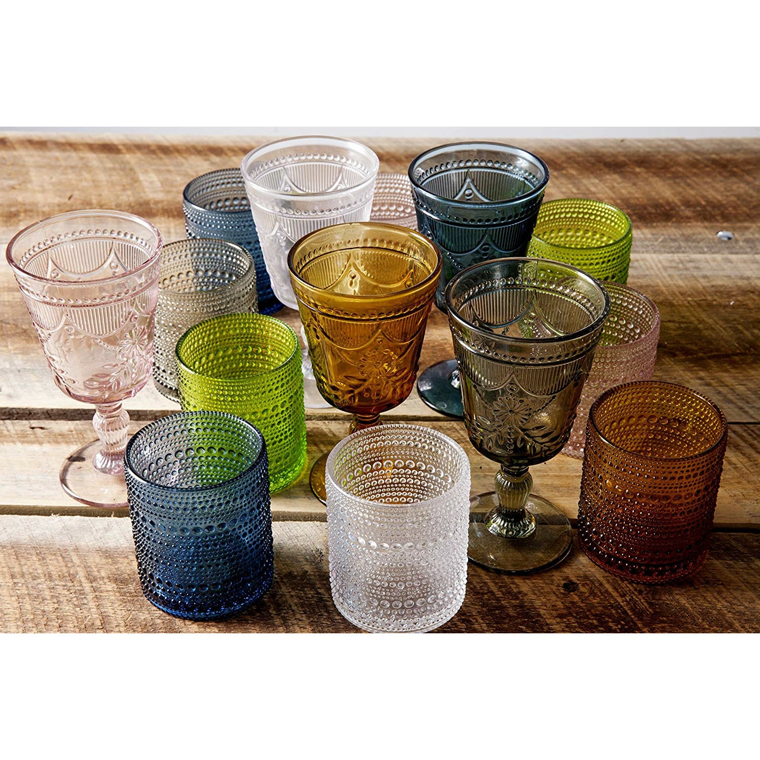 D&V Jupiter Glass Collection Double Old Fashioned Cocktail Glass, 10 Ounce, Blue, Set of 6