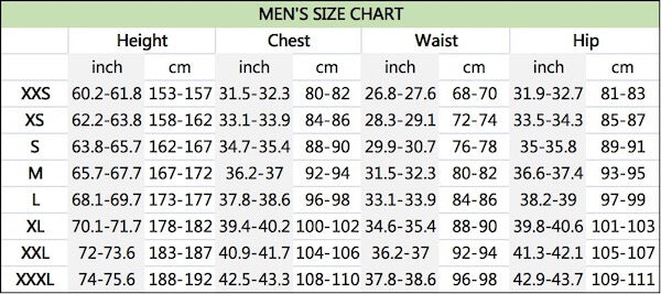 vendor cp002 size chart for men