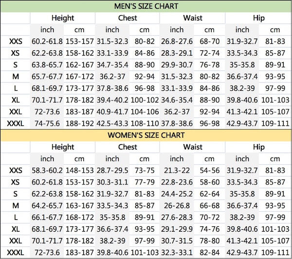 vendor cp002 size chart